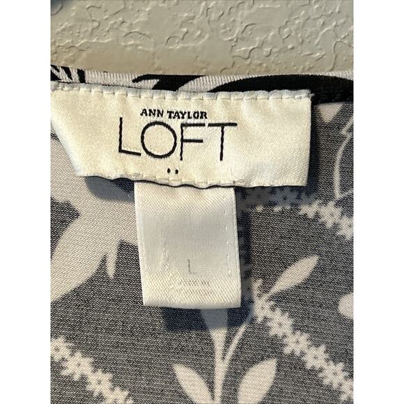 Ann Taylor Loft Women’s Large 3/4 Sleeve Blouse Top Floral Tie Waist Slimming - Picture 6 of 8